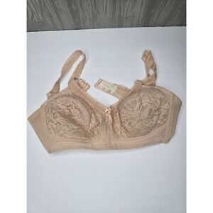 Vintage Hollywood Vassarette Mais Oui Lace Bullet Bra Beige 36B Style 1935 USA
